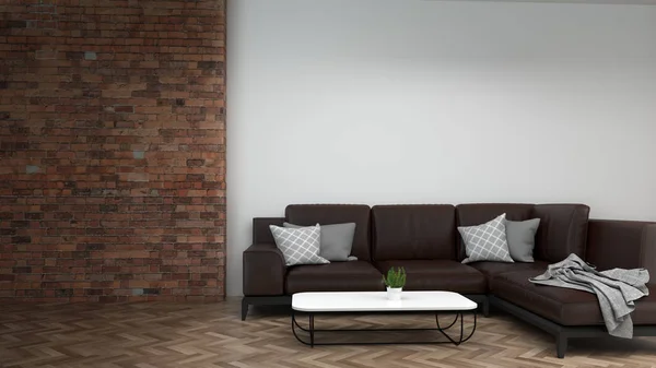 Modernes Sofa Leeren Raum Innenraum Hintergrund Home Designs Rendering Vor — Stockfoto