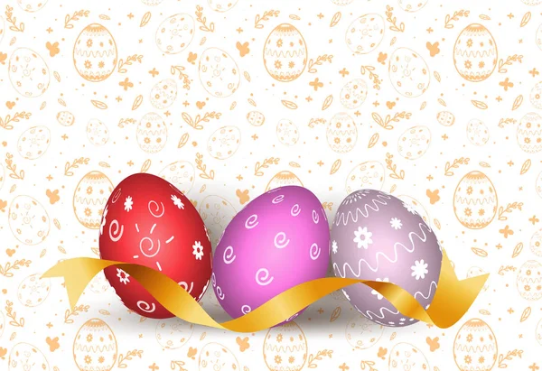 Feliz Pascua Huevos Colores Con Diferentes Texturas Fondo Elementos Invitación — Vector de stock