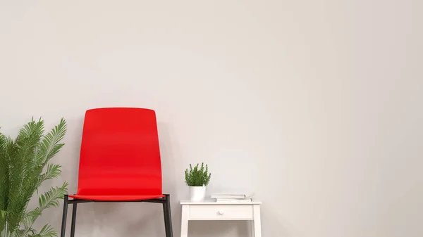 Židle Před Bílou Zdí Interiérový Design — Stock fotografie