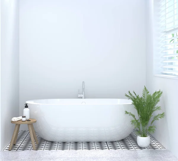Clean empty bathroom interior,toilet,shower,modern home design background white tile bathroom 3d rendering