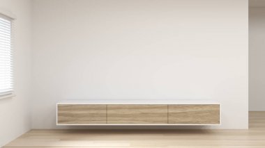 boş odada modern Tv ahşap dolap raf 