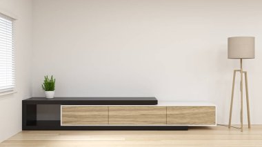 boş odada modern Tv ahşap dolap raf 