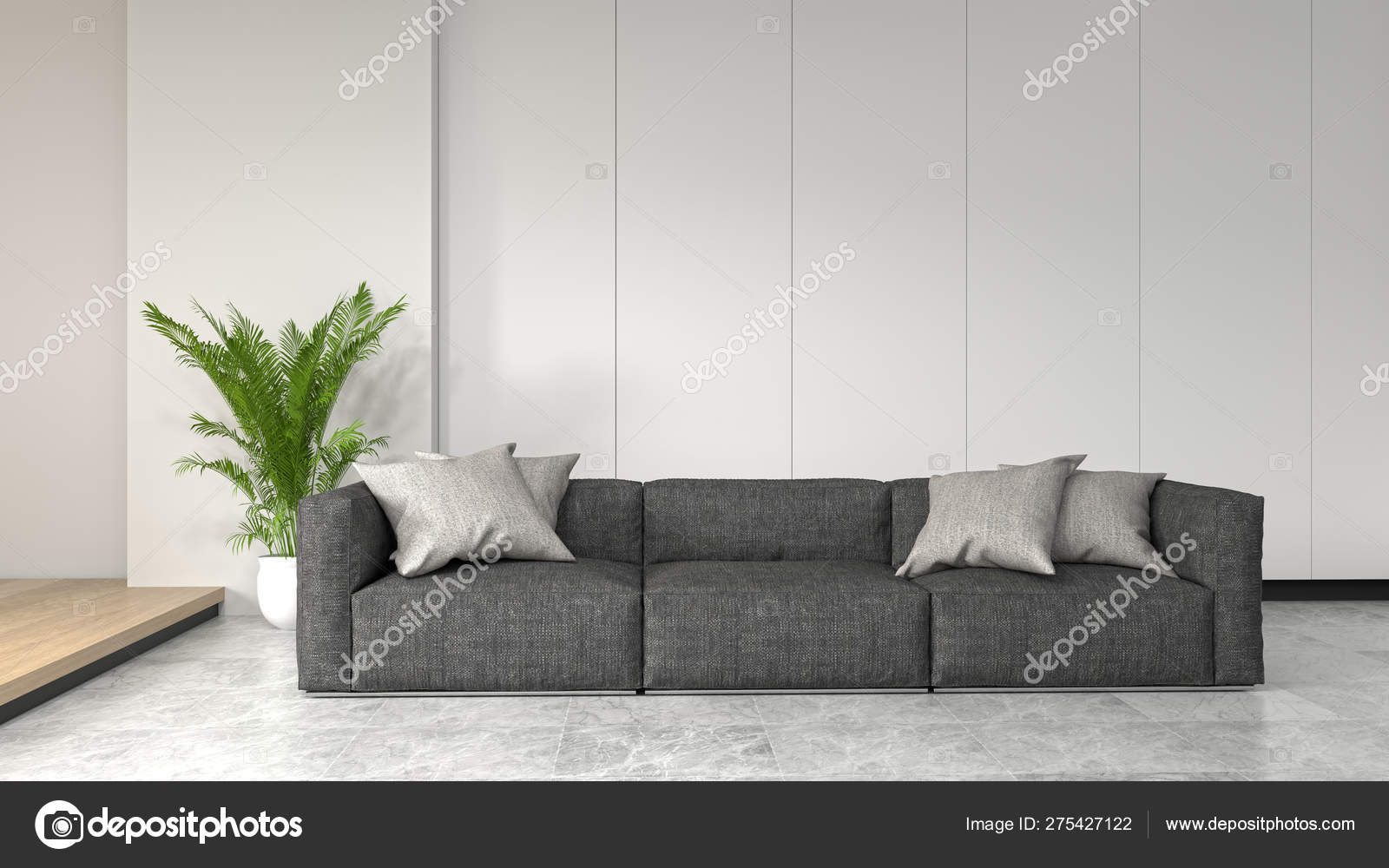 Sofa Front Simple White Wall Decorative Items Empty Room Open ...