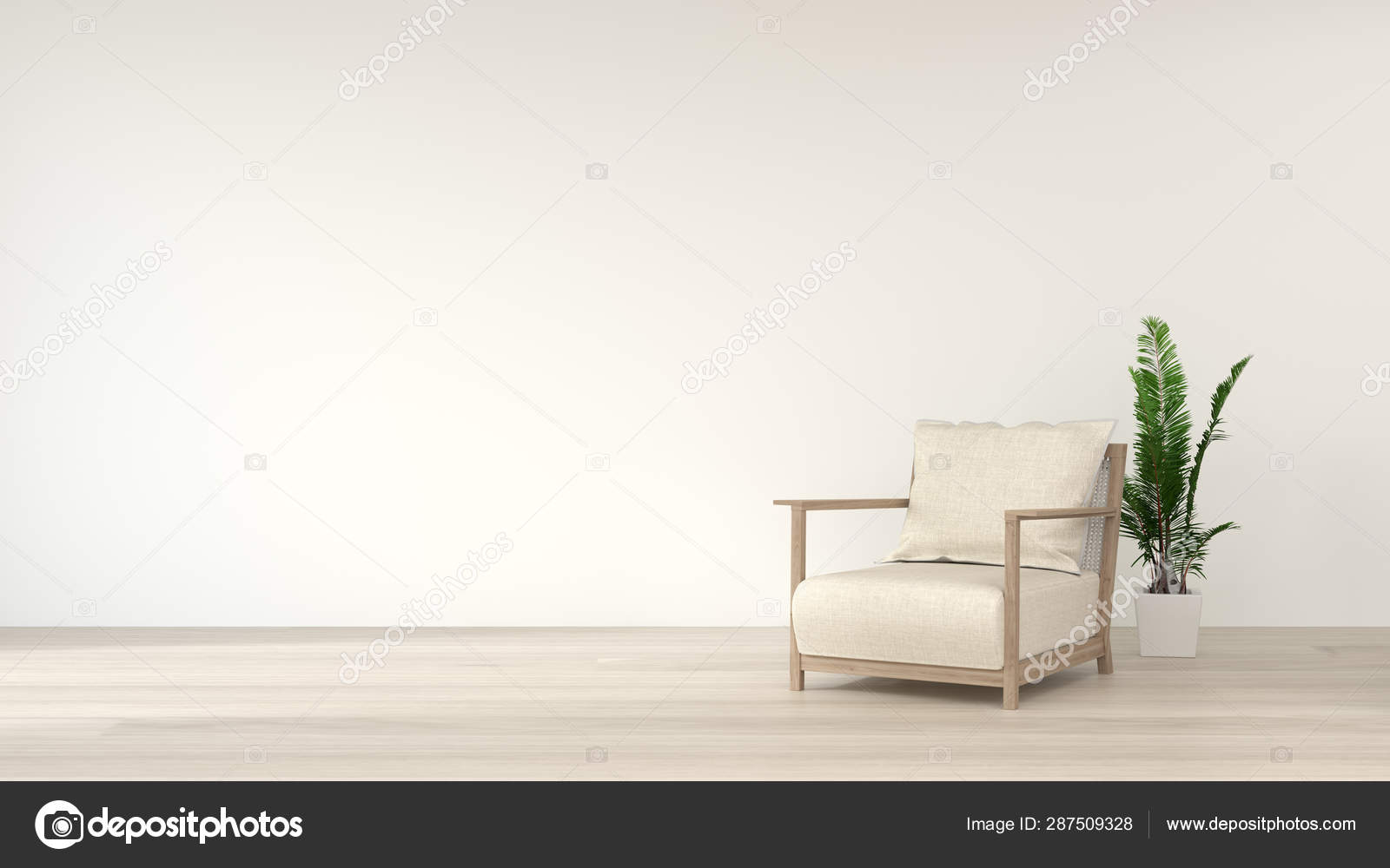Simple Living Room White Armchair Home Interior Clean Modern Home Stock  Photo by ©7966cherry 287509328