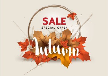 Sonbahar web banner vektör satış arka plan düzeni alışveriş şablonu için dekore