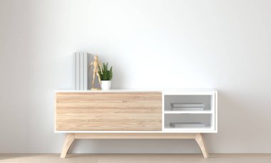 boş duvar 3d modern ev tasarımı render önünde duvar mockup dolap, grafik tasarım için mockup elemanı