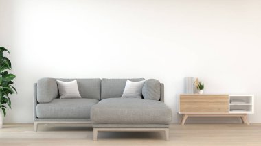 duvar mockup kanepe önünde sarı boş duvar 3d modern ev tasarımı render, grafik tasarım duvar mockup için mockup elemanı