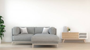 duvar mockup kanepe önünde sarı boş duvar 3d modern ev tasarımı render, grafik tasarım duvar mockup için mockup elemanı