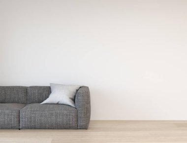 duvar mockup kanepe önünde sarı boş duvar 3d modern ev tasarımı render, grafik tasarım duvar mockup için mockup elemanı