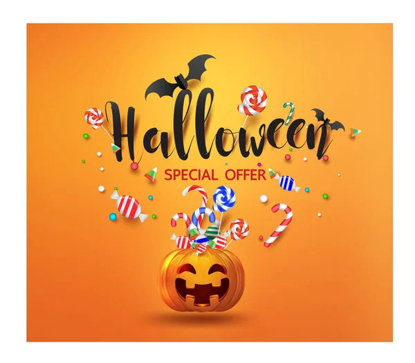 Halloween Party Sztuczki Dyni Lub Traktować Banner Wakacje Dla Projektu — Wektor stockowy