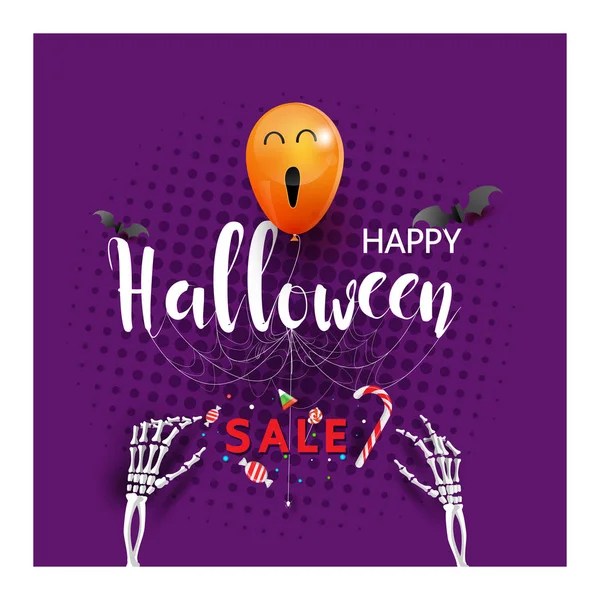Halloween Divertirse Feliz Calabaza Riendo Fiesta Caramelo Truco Tratar Decoración — Vector de stock