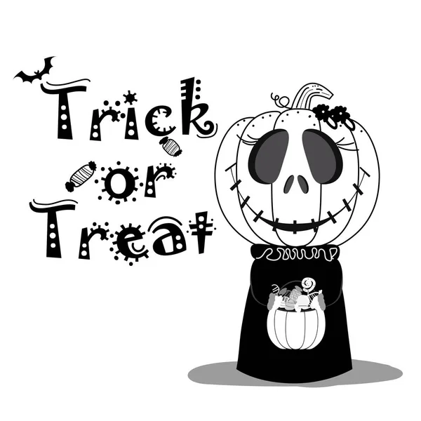 Halloween Kul Pumpa Ghost Affisch Med Text Trick Treat Halloween — Stock vektor