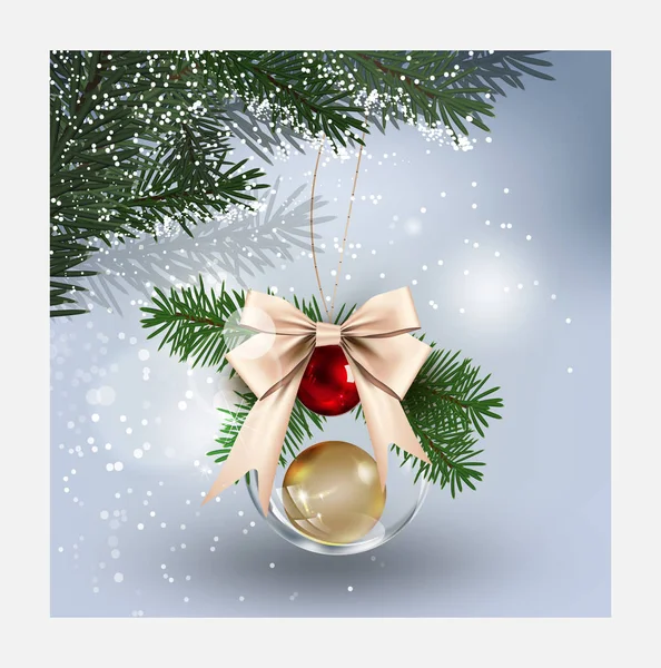 Férias Modernas Bandeira Fundo Natal Com Galhos Árvore Natal Decorados — Vetor de Stock