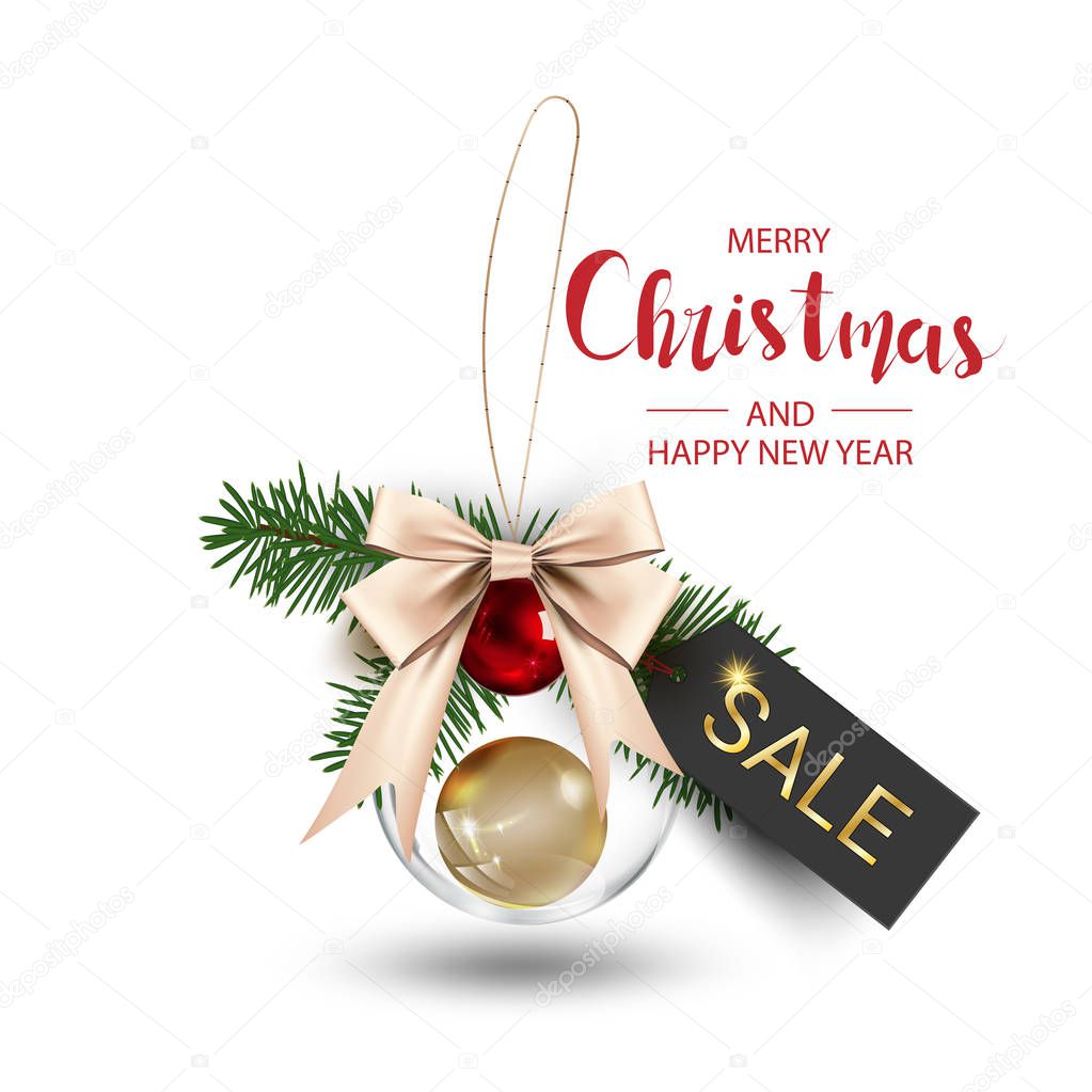 Modern holidays Christmas background banner with Christmas tree branches decorated with berries, stars and candy canes and christmas lights festive,Christmas elements for artwork