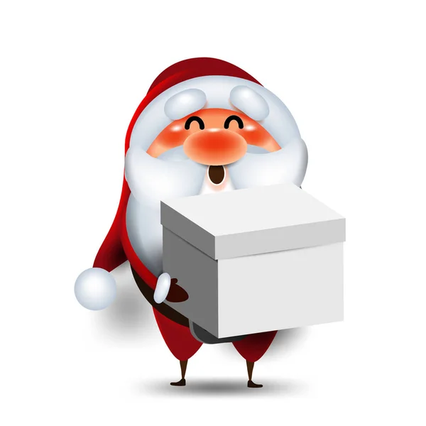Desenhos Animados Papai Noel Frente Fundo Branco Elementos Natal Para — Vetor de Stock