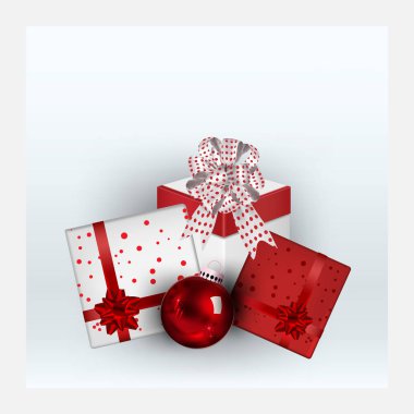 Reklam afişleri için hediye kutusu unsurları tebrik kartları Noel partisinin simgesi kış tatilleri ve Noel tatilleri izole arka plan