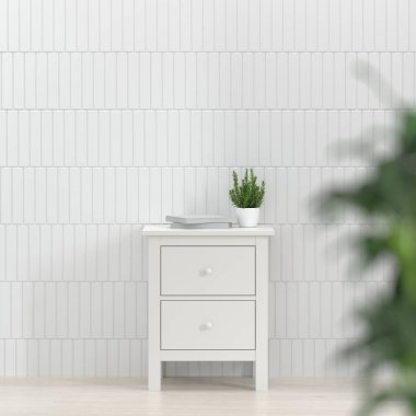 Duvar modelleme ve dolap boş duvarın önünde 3D modern ev tasarımı, grafik tasarım duvarı için en az model öğe maket