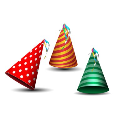 Doğum günlerini kutlamak için parti şapkası öğesi çevrimiçi sosyal mesafeler, dijital selamlama, doğum günleri, çevrimiçi e-kartlar, indirimli tanıtım, izole vektör, doğum günü dekorasyonu