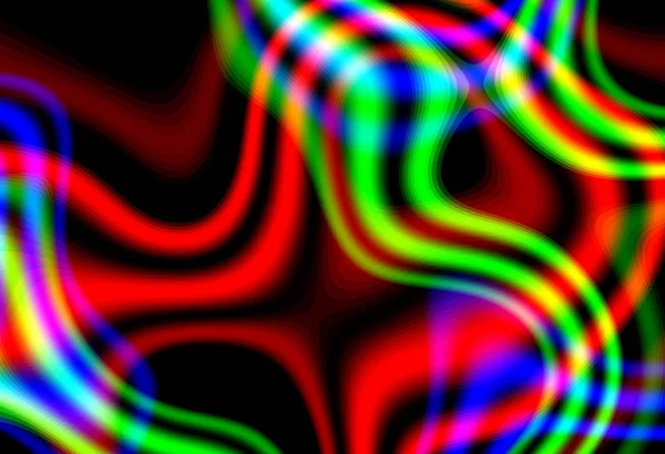Rainbow Intersecting Floating Lines Black Background Template Illustration — Stock Photo, Image