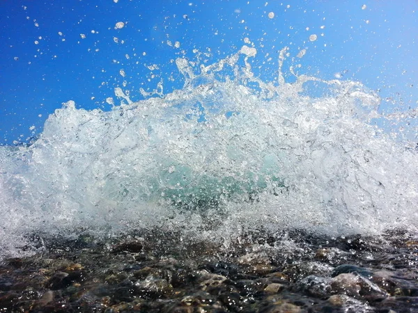 Soleado Rocío Las Olas Marinas Cerca Orilla Ilustración Formato Horizontal — Foto de Stock