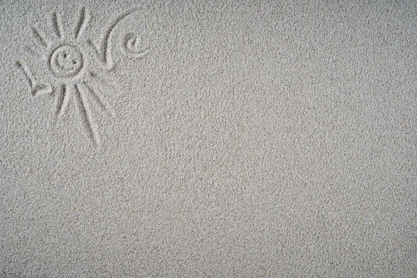 Word Love Sun Drawn Sand Beach Wallpaper Template Illustration — Stock Photo, Image