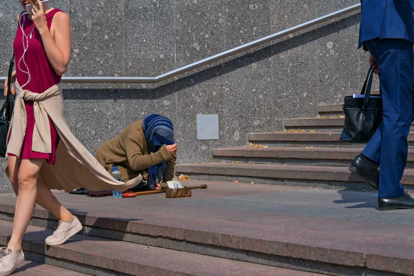 Moskauer Arme Betteln Auf Der Straße Illustration Für Eine Geschichte — Stockfoto