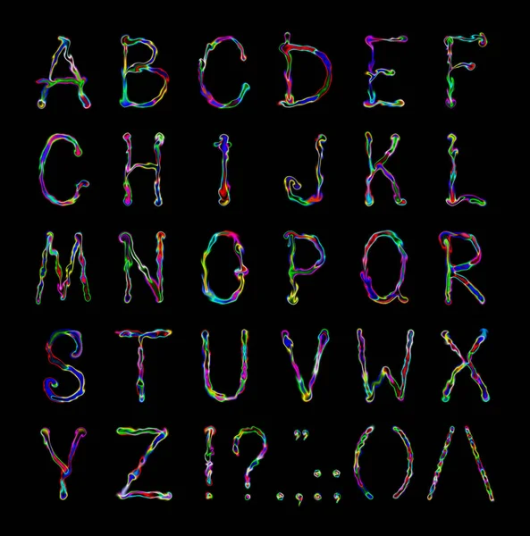 Creative Multicolor Font Isolated Black Background — Stock Photo, Image