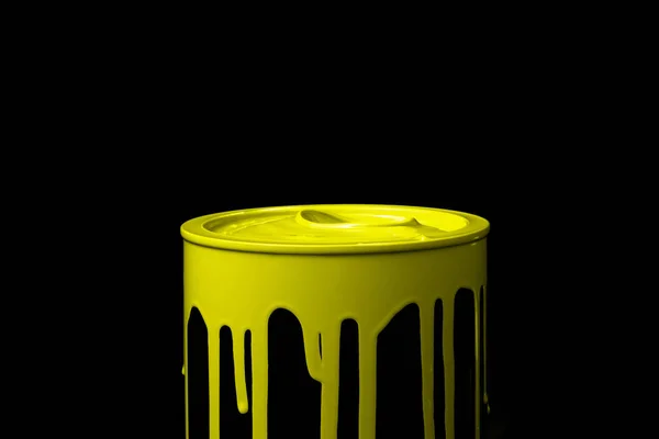 Colorful Paint Leaking Part Metal Bucket Isolated Black Background — Stock Photo, Image