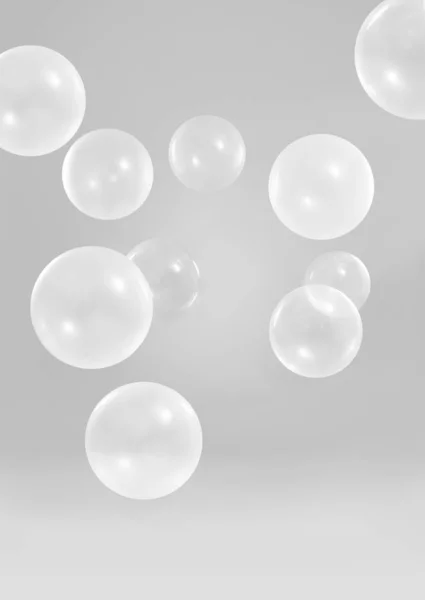 Yumuşak Gri Arka Plan Ile Güzel Beyaz Balonlar — Stok fotoğraf