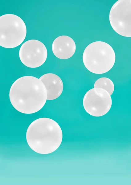 Schöne Weiße Blasen Mit Weichem Aqua Hintergrund — Stockfoto