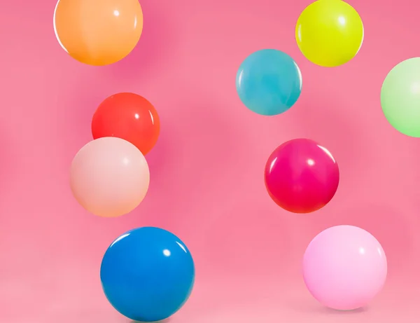 Colorful Different Balloons Pink Background — Stock Photo, Image
