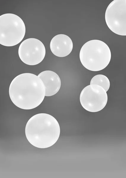 Balões Brancos Sobre Fundo Cinza Escuro — Fotografia de Stock