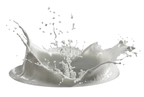 Respingo de leite isolado no fundo branco — Fotografia de Stock