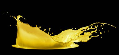 Sarı boya sıçraması siyah arkaplanda izole edildi