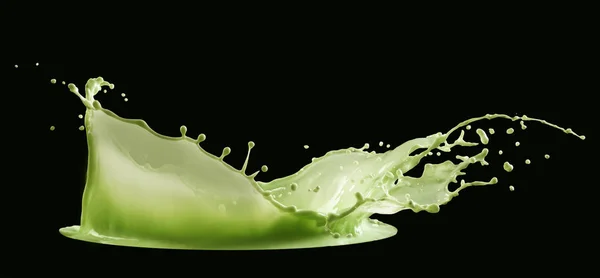 Green paint splash isolated on black background — Stock Photo, Image