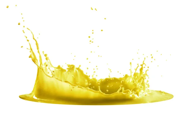 Yellow paint splash isolated on white background — Stock Photo, Image