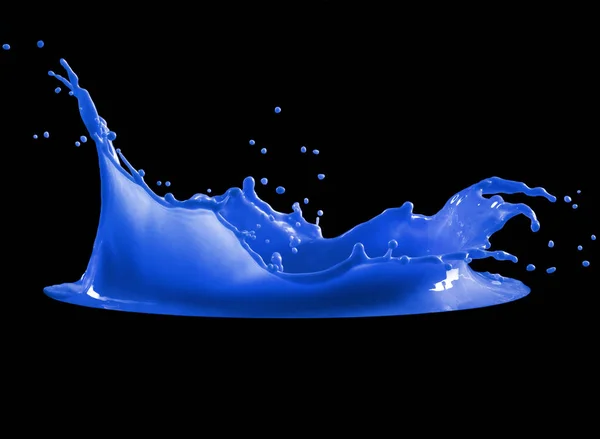 Siyah arka plan üzerinde izole koyu mavi boya sıçrama — Stok fotoğraf