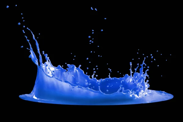 Dark blue paint splash isolated on black background — Stock Photo, Image