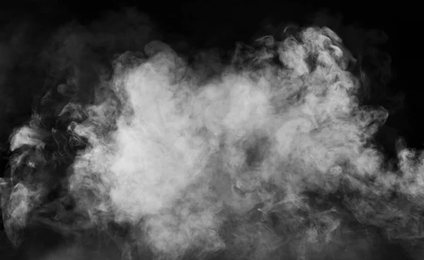 Ефектний абстрактний білий дим ізольований чорний фон — стокове фото