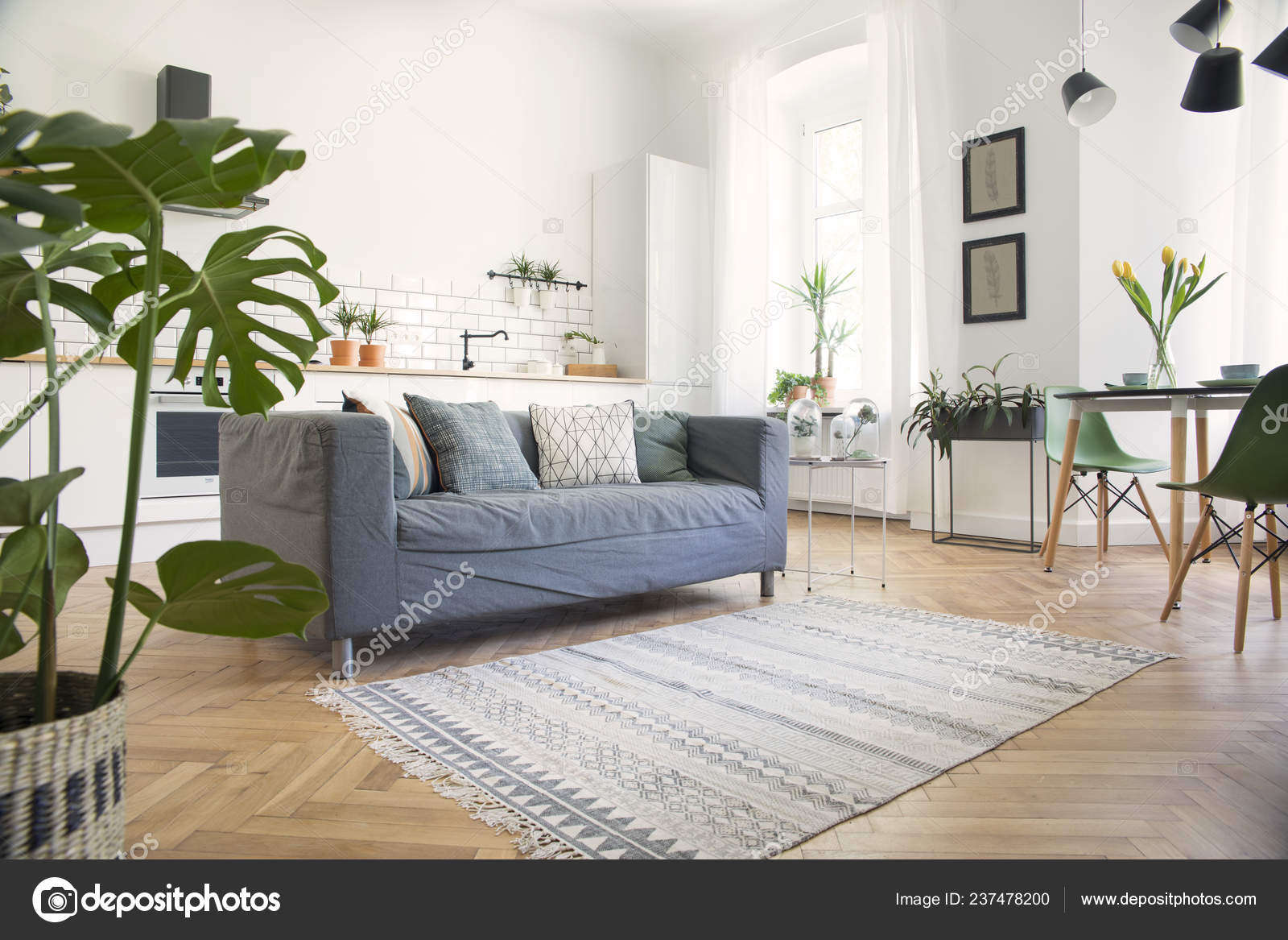 Modern Design Scanidnavian Open Space Kitchen Living Room