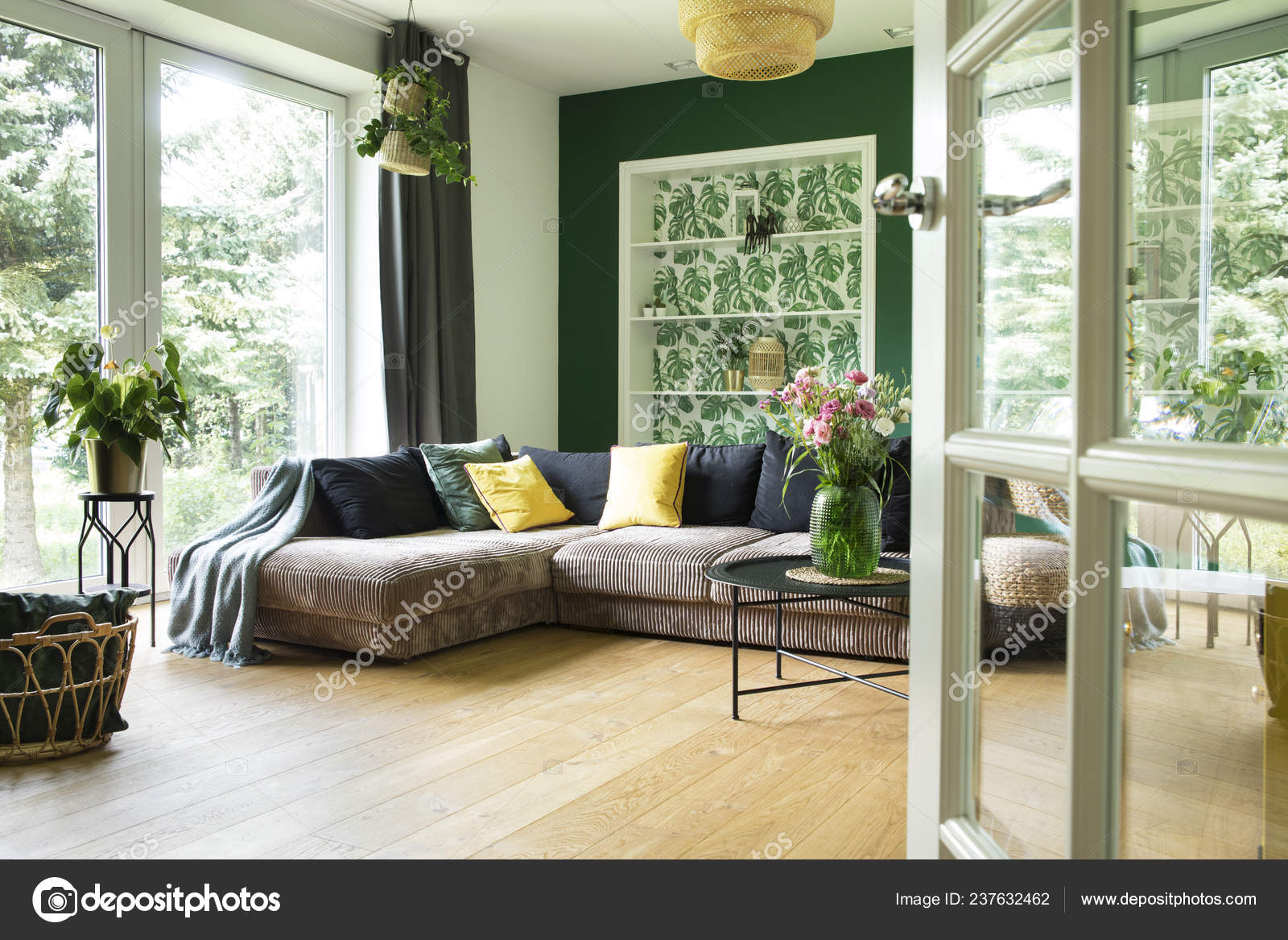 Stylish Living Room Mediterranean Style Comfortable Sofa Stock