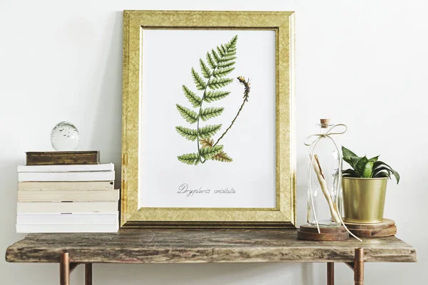 Folha Samambaia Aquarel Verde Desenhada Mão Quadro Planta Sala Vaso — Fotografia de Stock