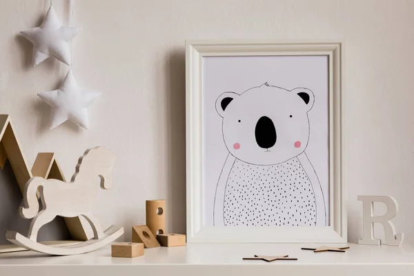 close up view of koala drawing in childish room