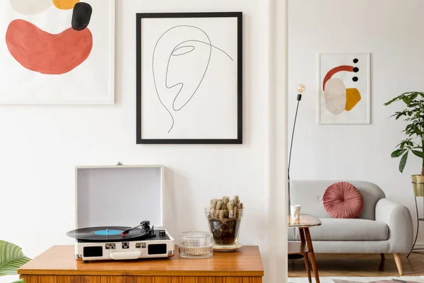 Elegant Retro Decor Living Room Design Commode Coffee Table Vinyl — Stock Photo, Image