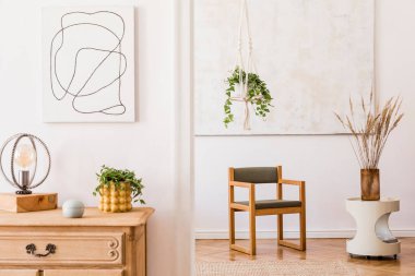 Şık kişisel aksesuarlar ile rahat dairede oturma odası nın tasarım boho iç. 