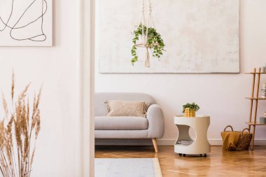 Şık kişisel aksesuarlar ile rahat dairede oturma odası nın tasarım boho iç. 