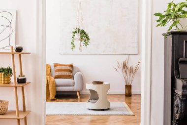 Şık kişisel aksesuarlar ile rahat dairede oturma odası nın tasarım boho iç. 