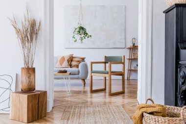 Şık kişisel aksesuarlar ile rahat dairede oturma odası nın tasarım boho iç. 