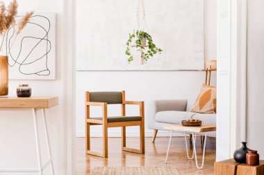Şık kişisel aksesuarlar ile rahat dairede oturma odası nın tasarım boho iç. 