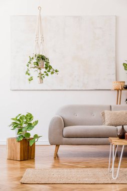 Şık kişisel aksesuarlar ile rahat dairede oturma odası nın tasarım boho iç. 